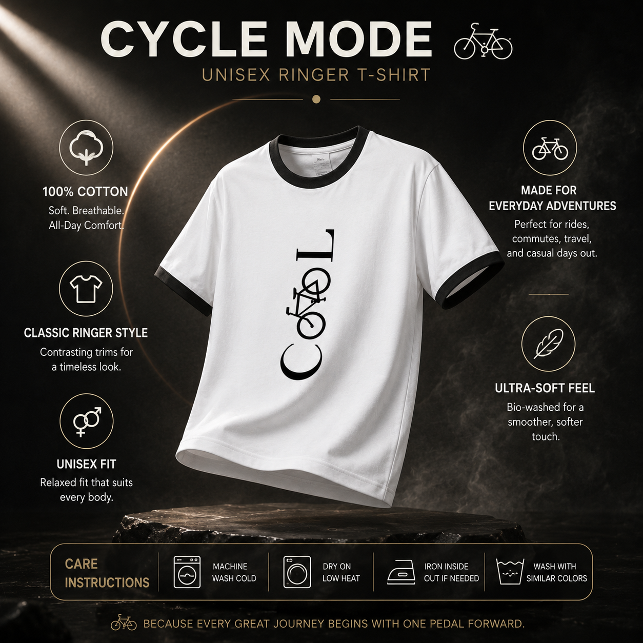 Unisex Ringer T-Shirt- "Freewheel 🚴"