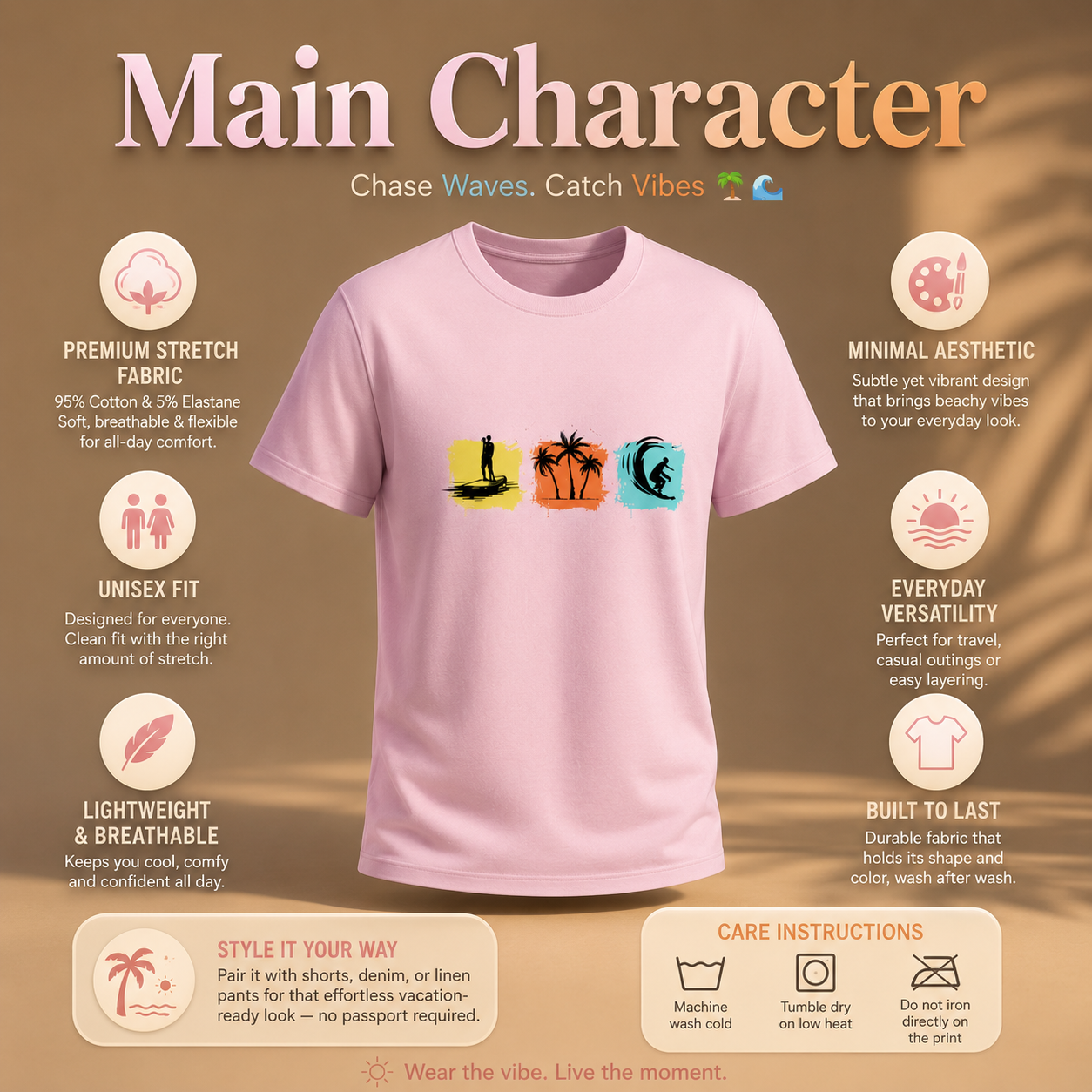 Unisex Stretch T-shirt- "Main Character"