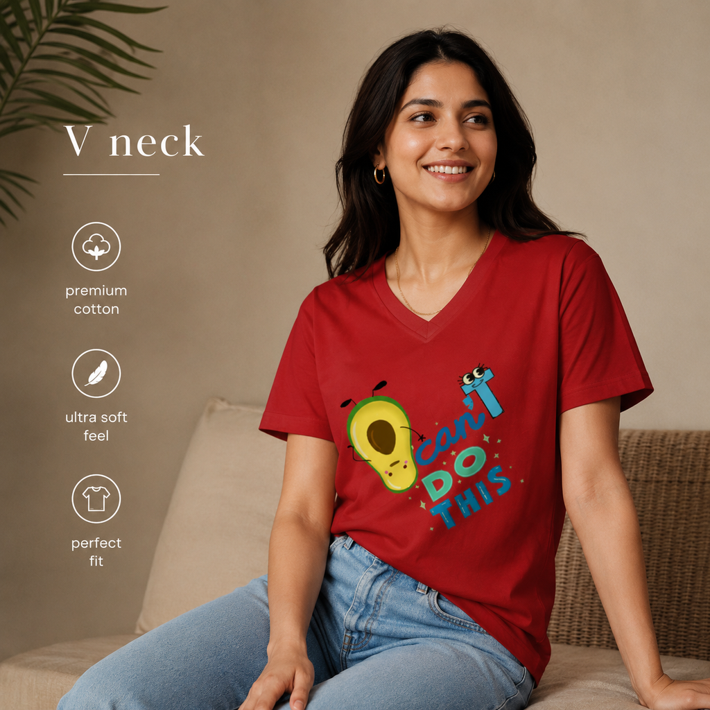 Unisex V Neck T-Shirt- “Overwhelmed”