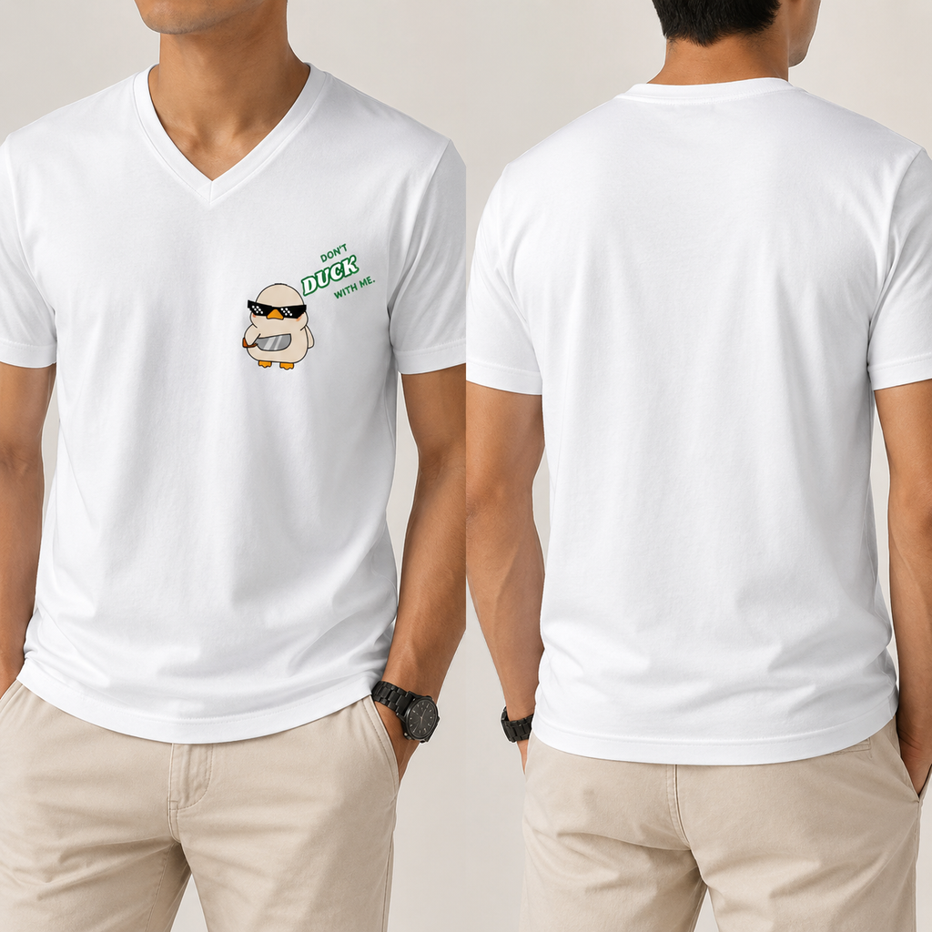 Unisex V Neck T-Shirt- “Quacktitude”