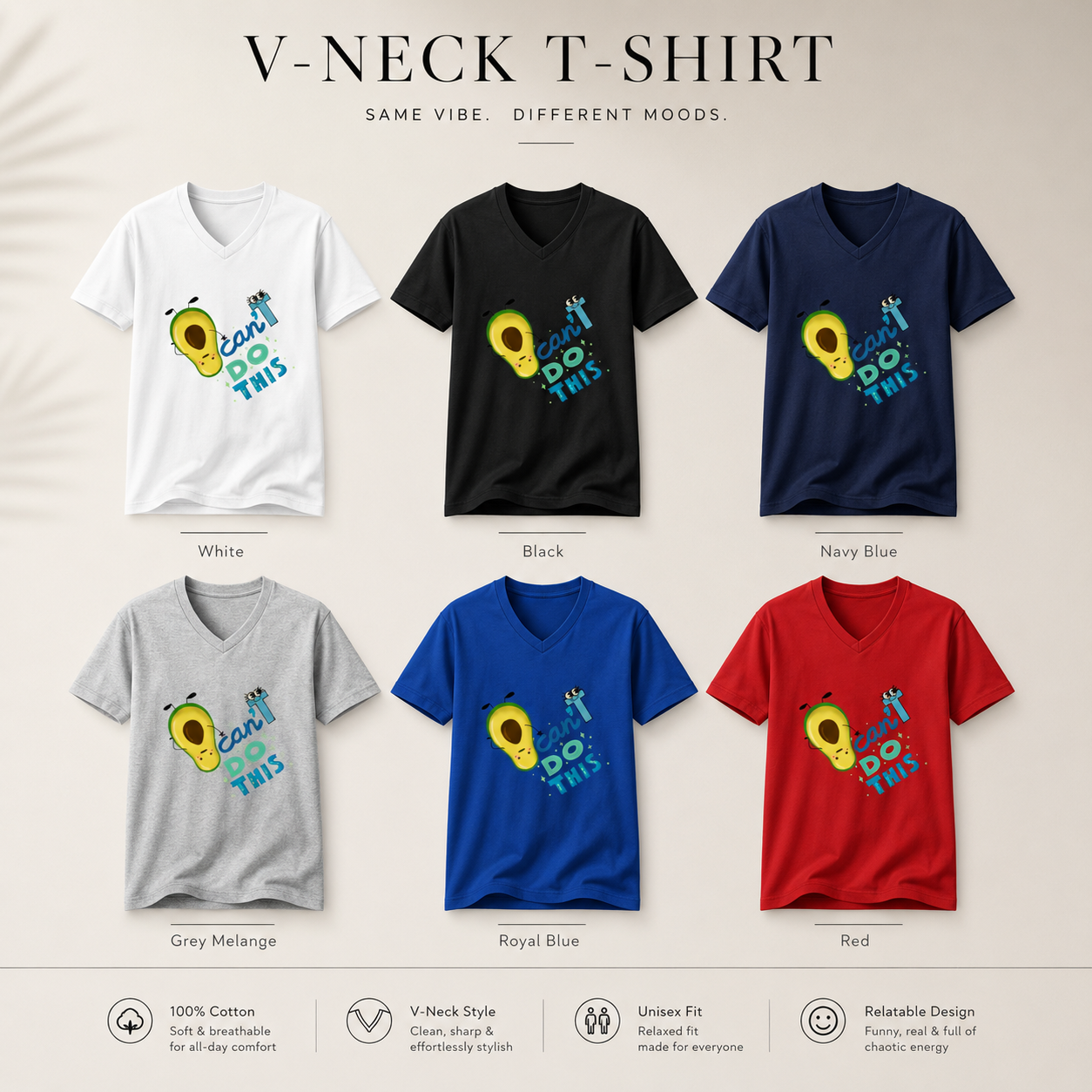 Unisex V Neck T-Shirt- “Overwhelmed”