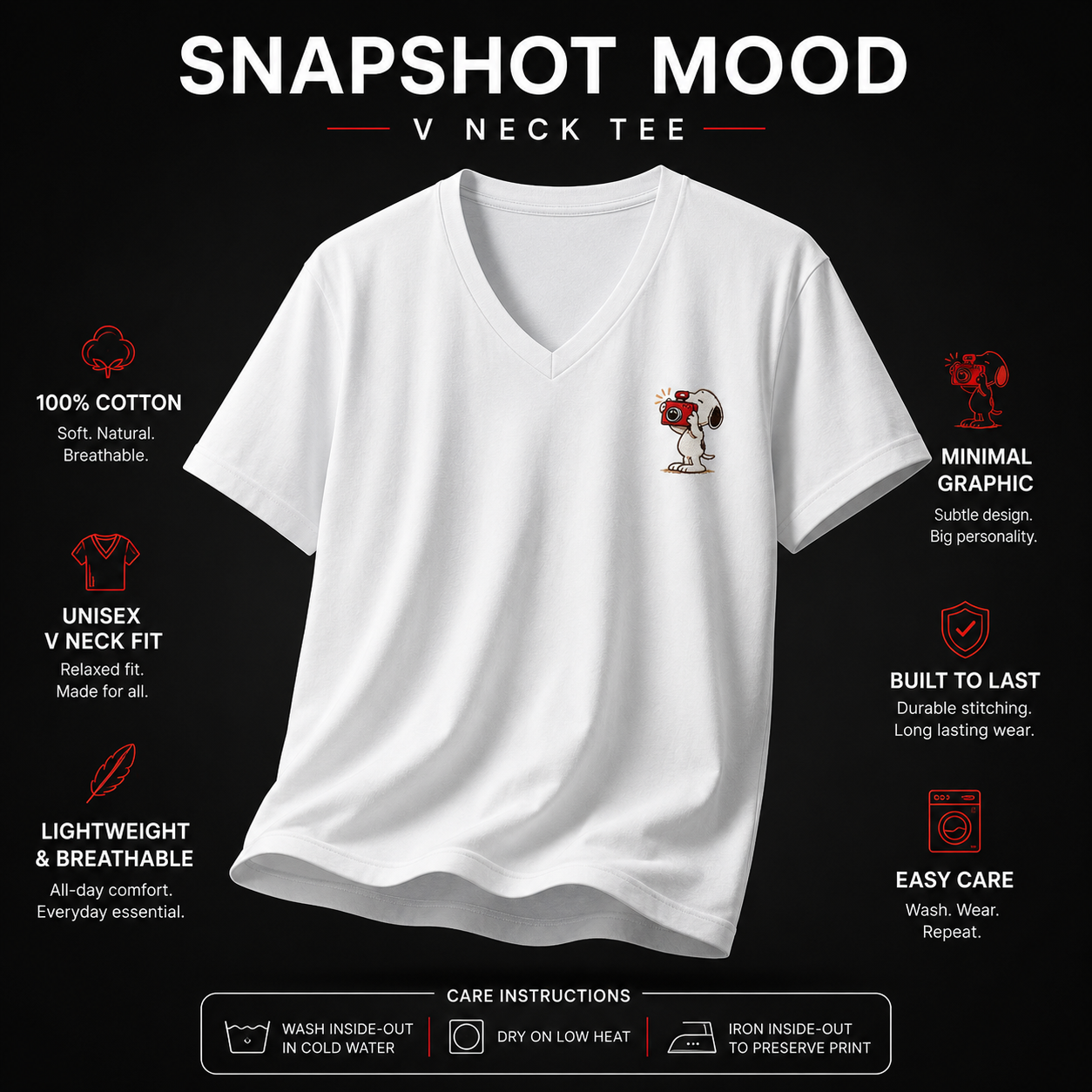 Unisex V Neck T-Shirt- “Captured”