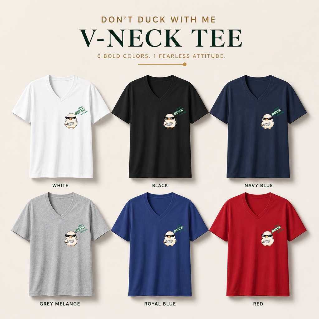Unisex V Neck T-Shirt- “Quacktitude”