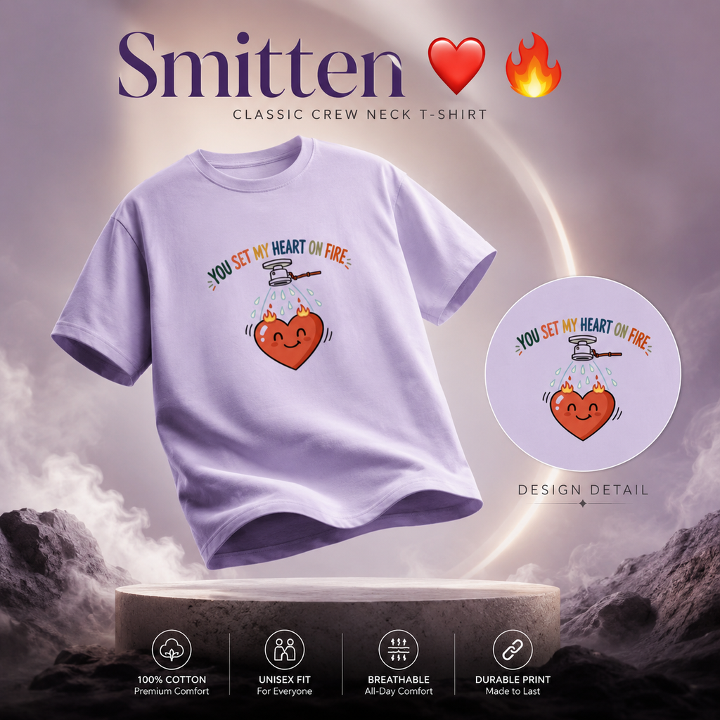 Unisex Crew T-Shirt- "Smitten ❤️🔥"
