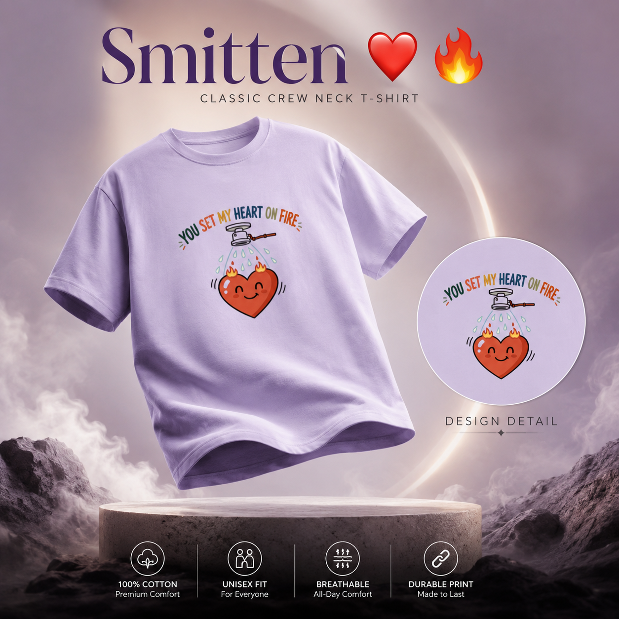 Unisex Crew T-Shirt- "Smitten ❤️🔥"