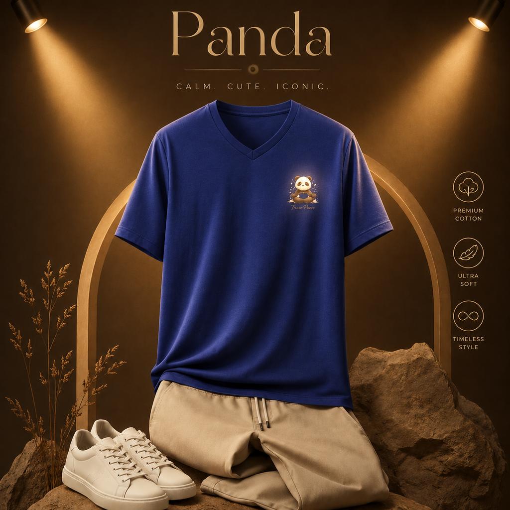 Unisex V Neck T-Shirt- "Panda"