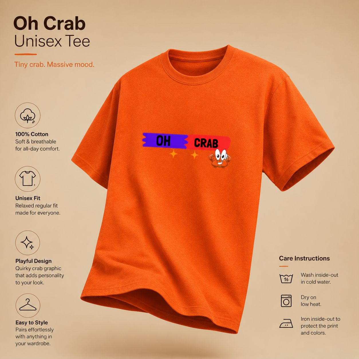 Unisex Crew T-Shirt- “Crabbylicious”